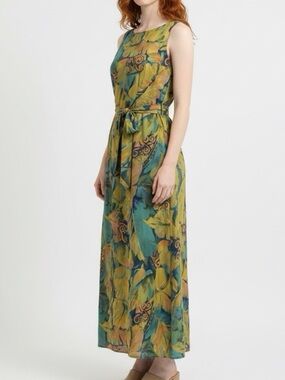 K.C. Spencer NY Collage Print Long Column Dress, Petite Large